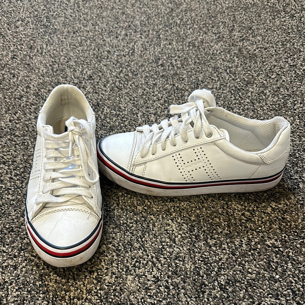 Tommy Hilfiger White Sneakers with Red and Blue Accents